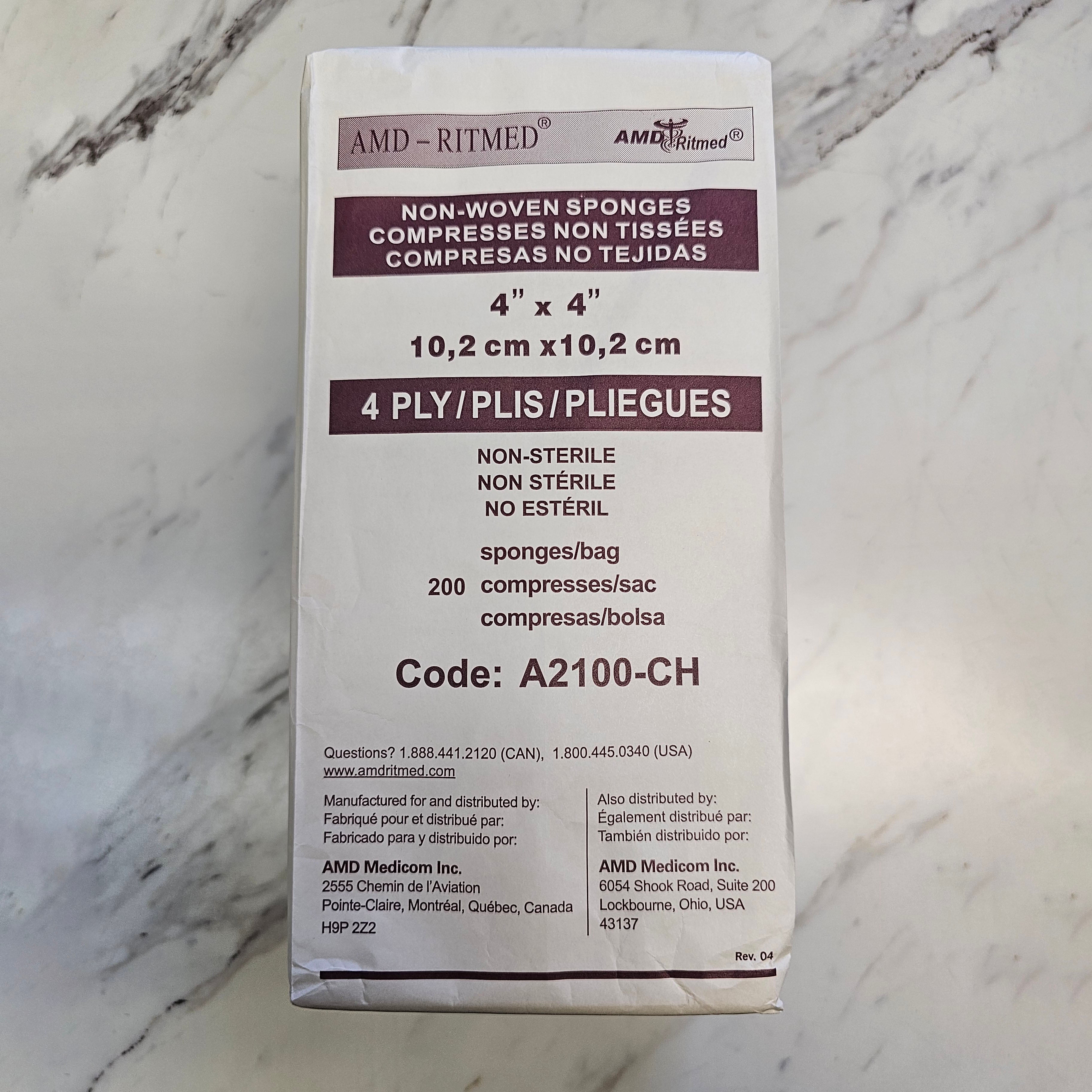 AMD Ritmed Non-Woven 4" x 4" Sponges - 200pk - Creata Beauty - Professional Beauty Products