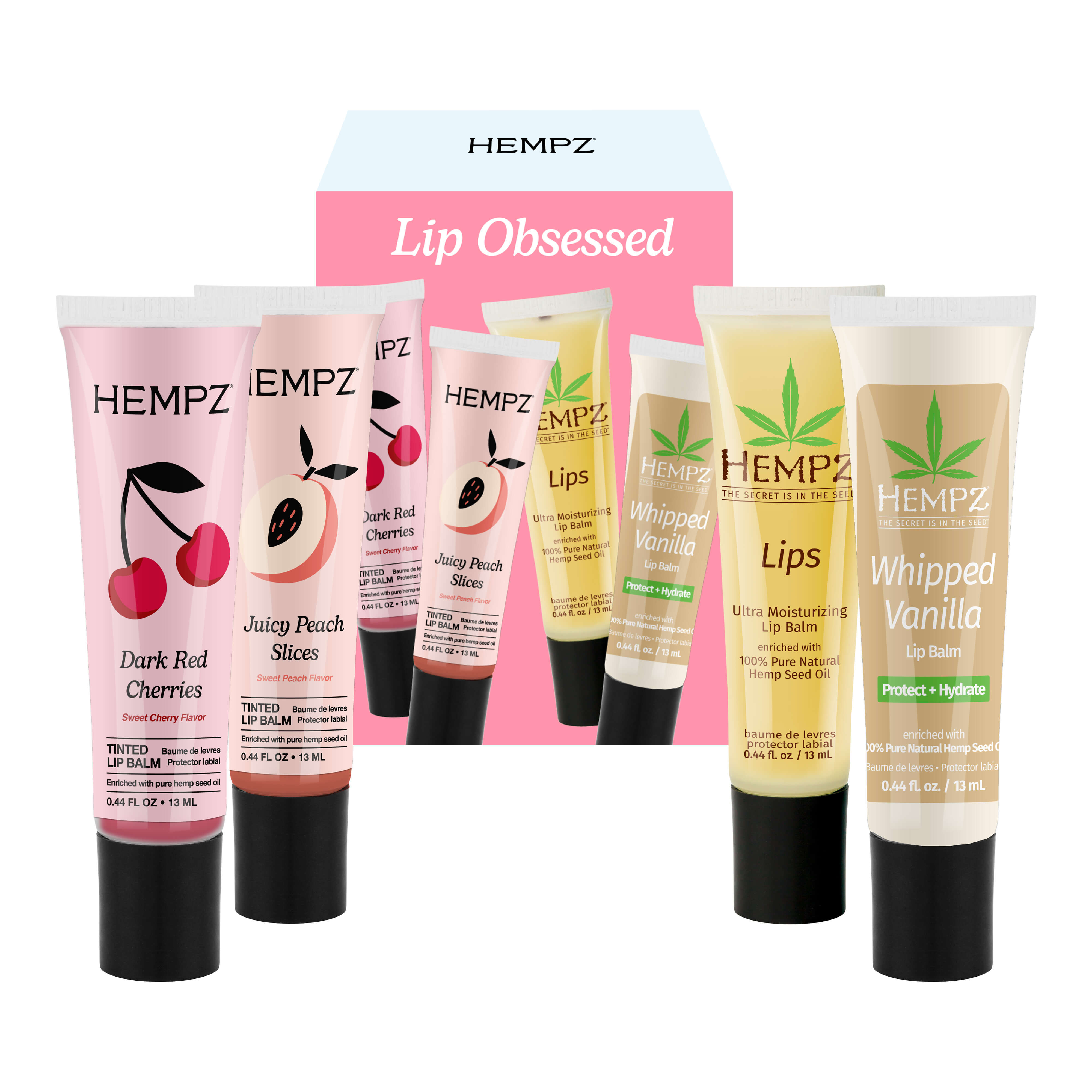 Hempz Lip Obsessed Moisturizing Lip Balm Set for dry lips