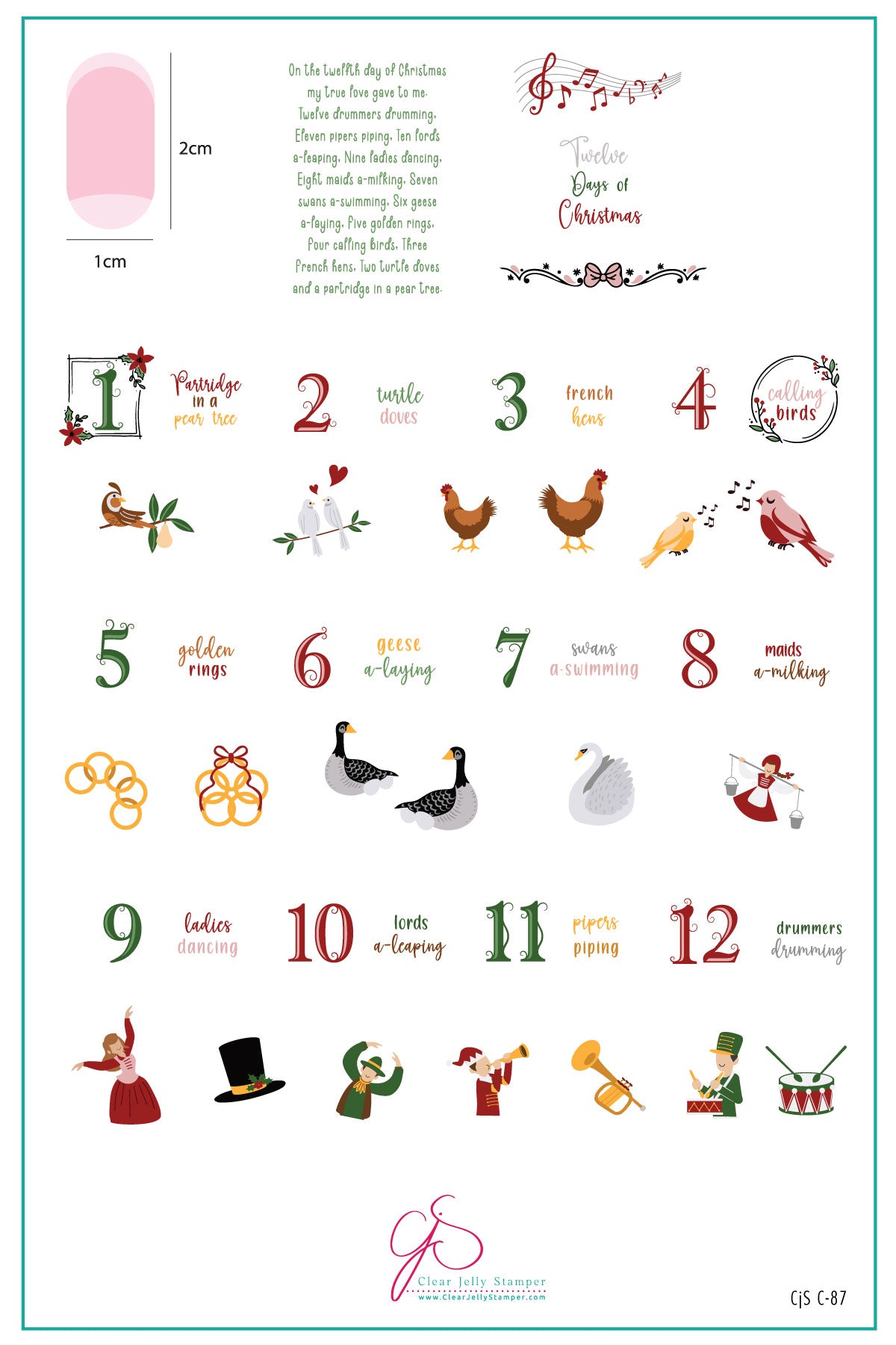 Clear Jelly Stamper Plate Large - Two Turtle Doves (CjSC-87) - Creata Beauty - Professional Beauty Products