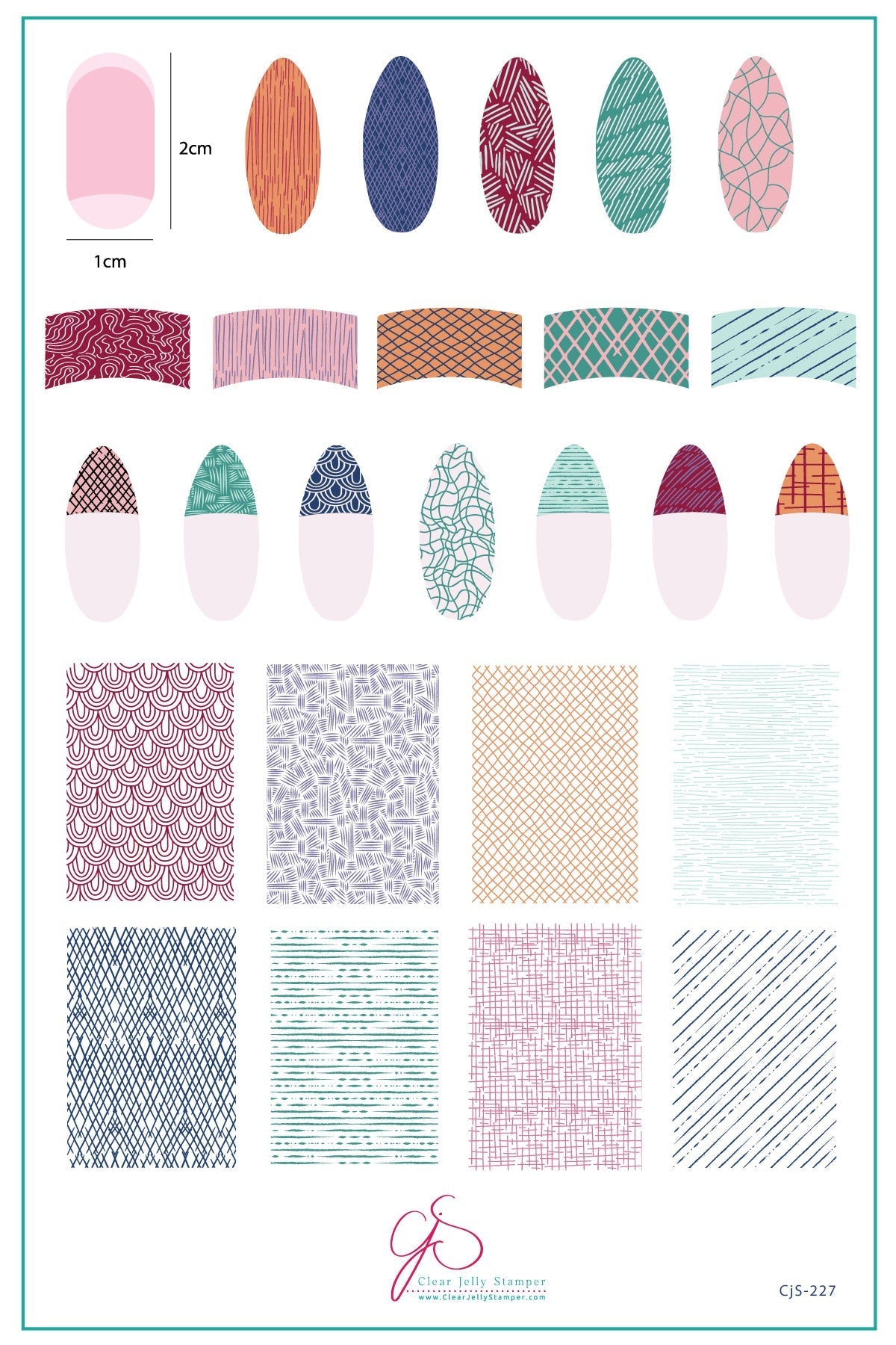 Clear Jelly Stamper Plate Large - French-Textile - Collection 1 (CjS-227) - Creata Beauty - Professional Beauty Products