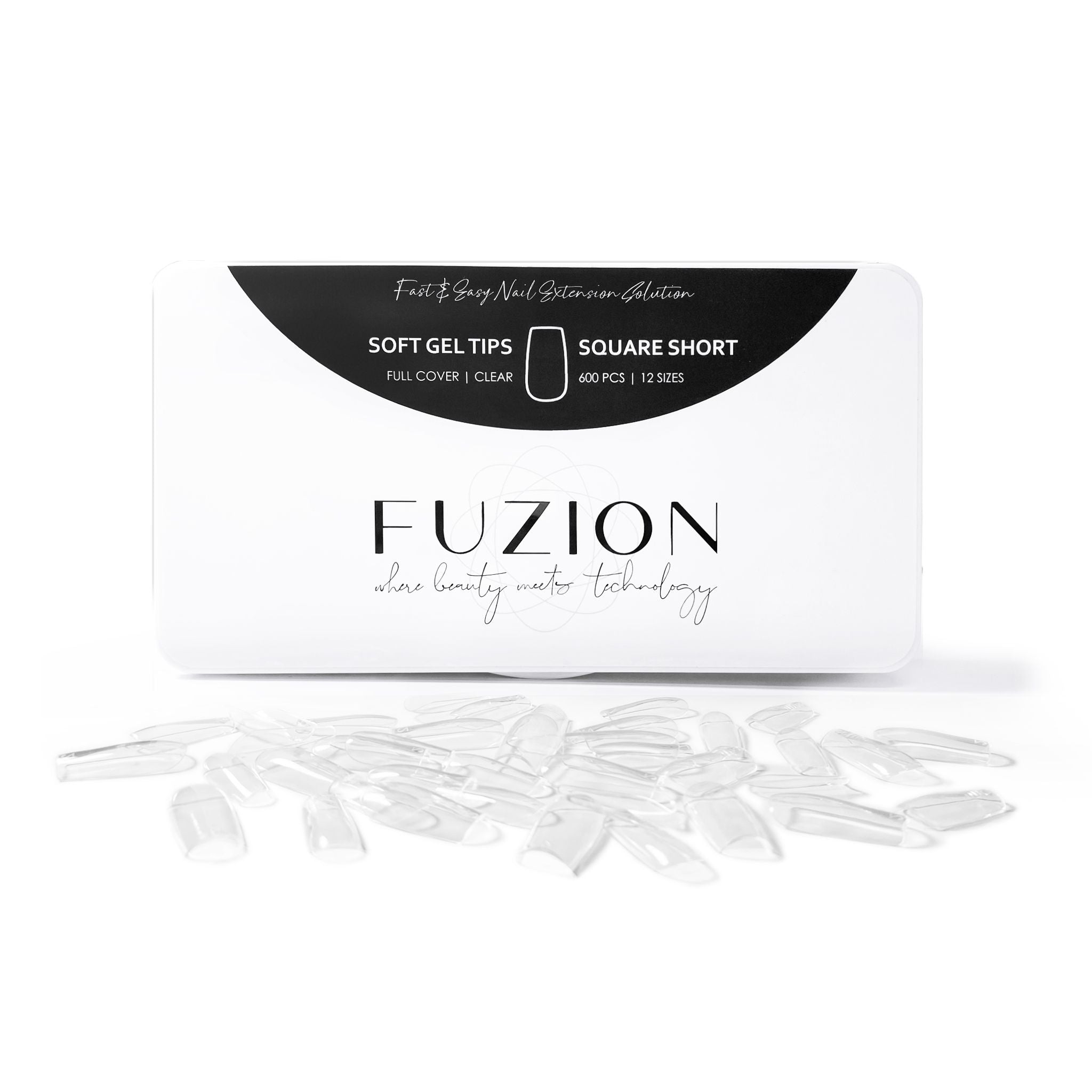 Fuzion Soft Gel Tips - Square Short 600pc - Creata Beauty - Professional Beauty Products