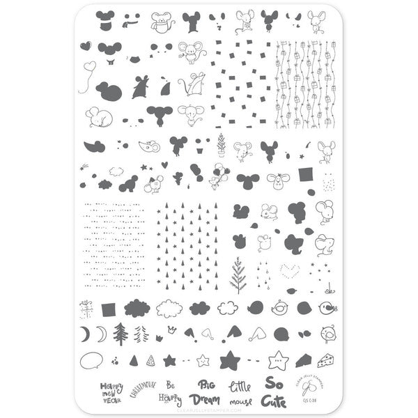 Clear Jelly Stamper Plate Large - Merry ChrisMouse (CjS-C-38) *SEASONAL* - Creata Beauty - Professional Beauty Products
