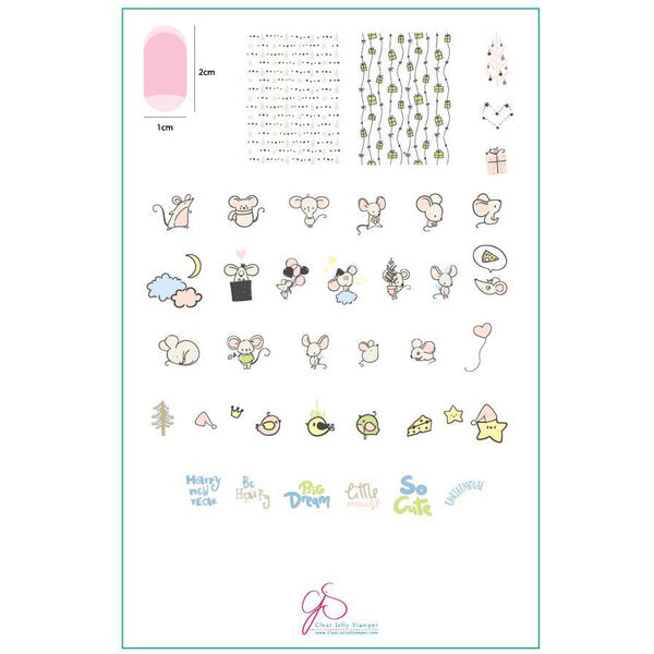 Clear Jelly Stamper Plate Large - Merry ChrisMouse (CjS-C-38) *SEASONAL* - Creata Beauty - Professional Beauty Products