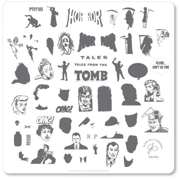 Clear Jelly Stamper Plate Medium - Tales from the Tomb (CjSH-45) *SEASONAL* - Creata Beauty - Professional Beauty Products