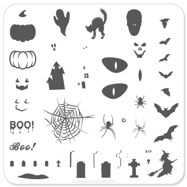 Clear Jelly Stamper Plate - Wallpaper: Boo (CjS-H-43) - Creata Beauty - Professional Beauty Products