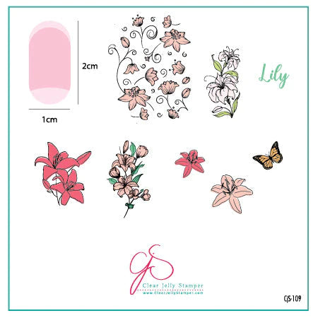 Clear Jelly Stamper Plate Small - Lovely Lilies (CjS-109) - Creata Beauty - Professional Beauty Products