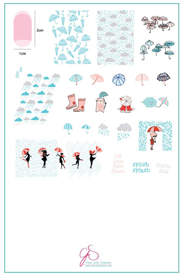 Clear Jelly Stamper Plate Large - Splish Splash (CjS-141) - Creata Beauty - Professional Beauty Products