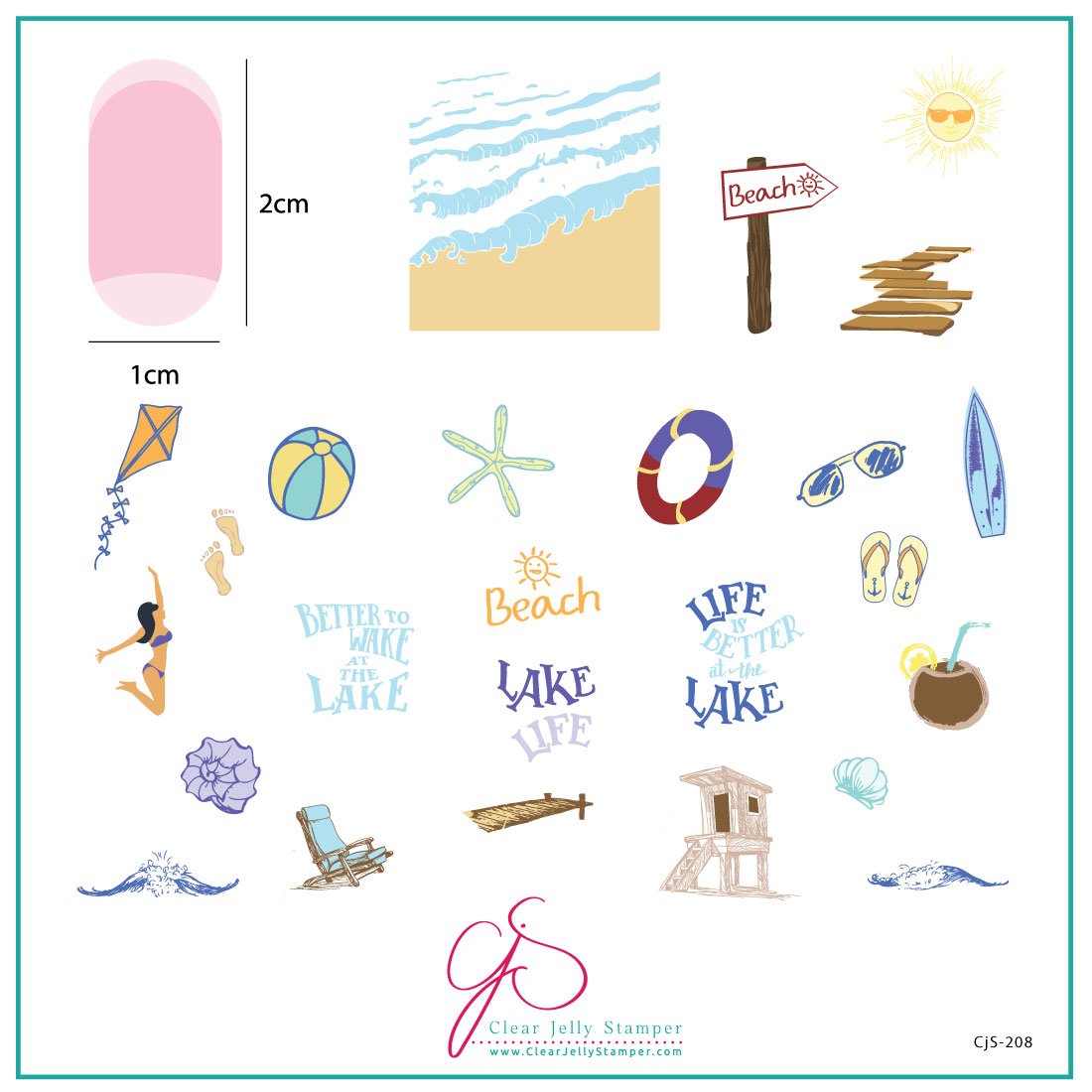 Clear Jelly Stamper Plate Medium - Lake Life (CjS-208) *SEASONAL* - Creata Beauty - Professional Beauty Products