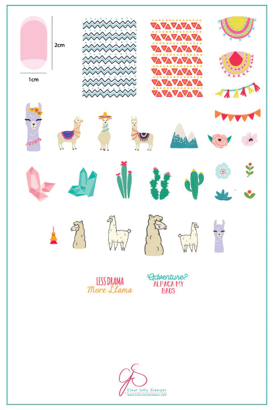 Clear Jelly Stamper Plate Large - Love at First Llama (CjS-98) - Creata Beauty - Professional Beauty Products