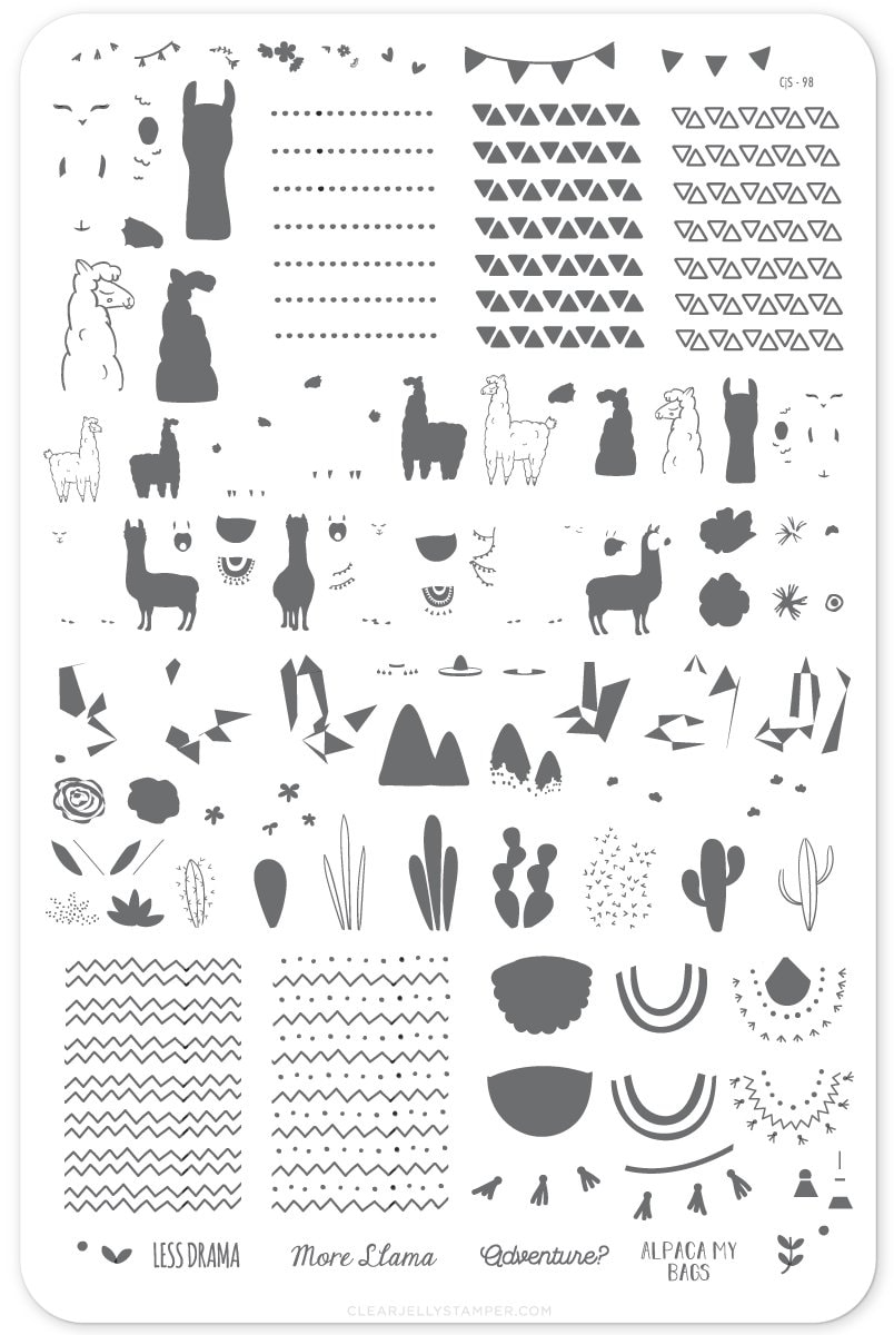 Clear Jelly Stamper Plate Large - Love at First Llama (CjS-98) - Creata Beauty - Professional Beauty Products