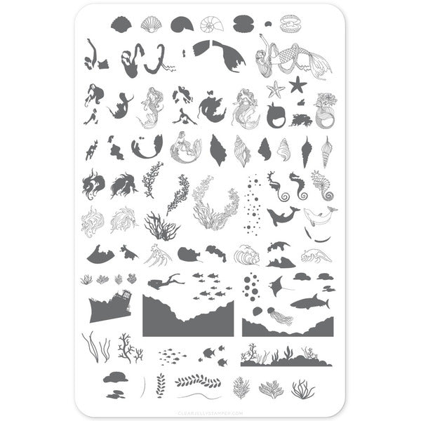 Clear Jelly Stamper Plate Large - Suzie's Mermaid & Things (CjS-LC-48) - Creata Beauty - Professional Beauty Products