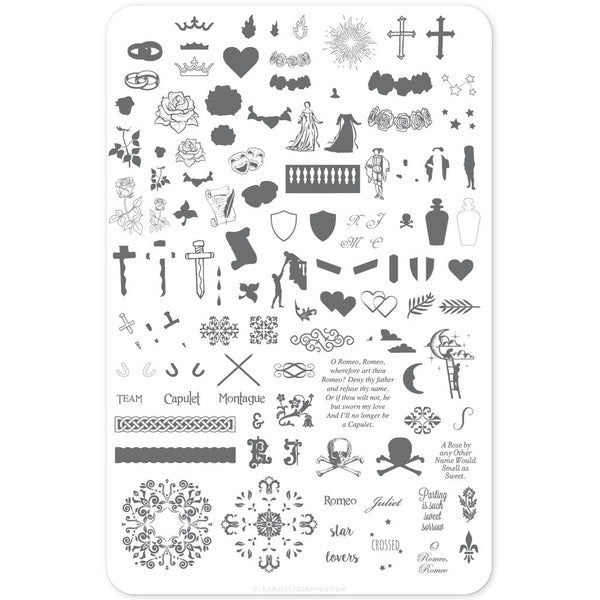 Clear Jelly Stamper Plate Large - Juliet's Love Story (CjS-V-16) *SEASONAL* - Creata Beauty - Professional Beauty Products
