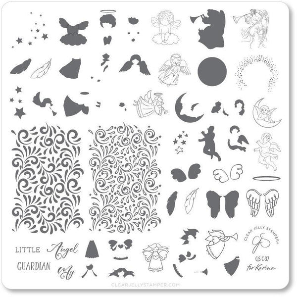 Clear Jelly Stamper Plate Medium - Angelic (CjSC-37) - Creata Beauty - Professional Beauty Products