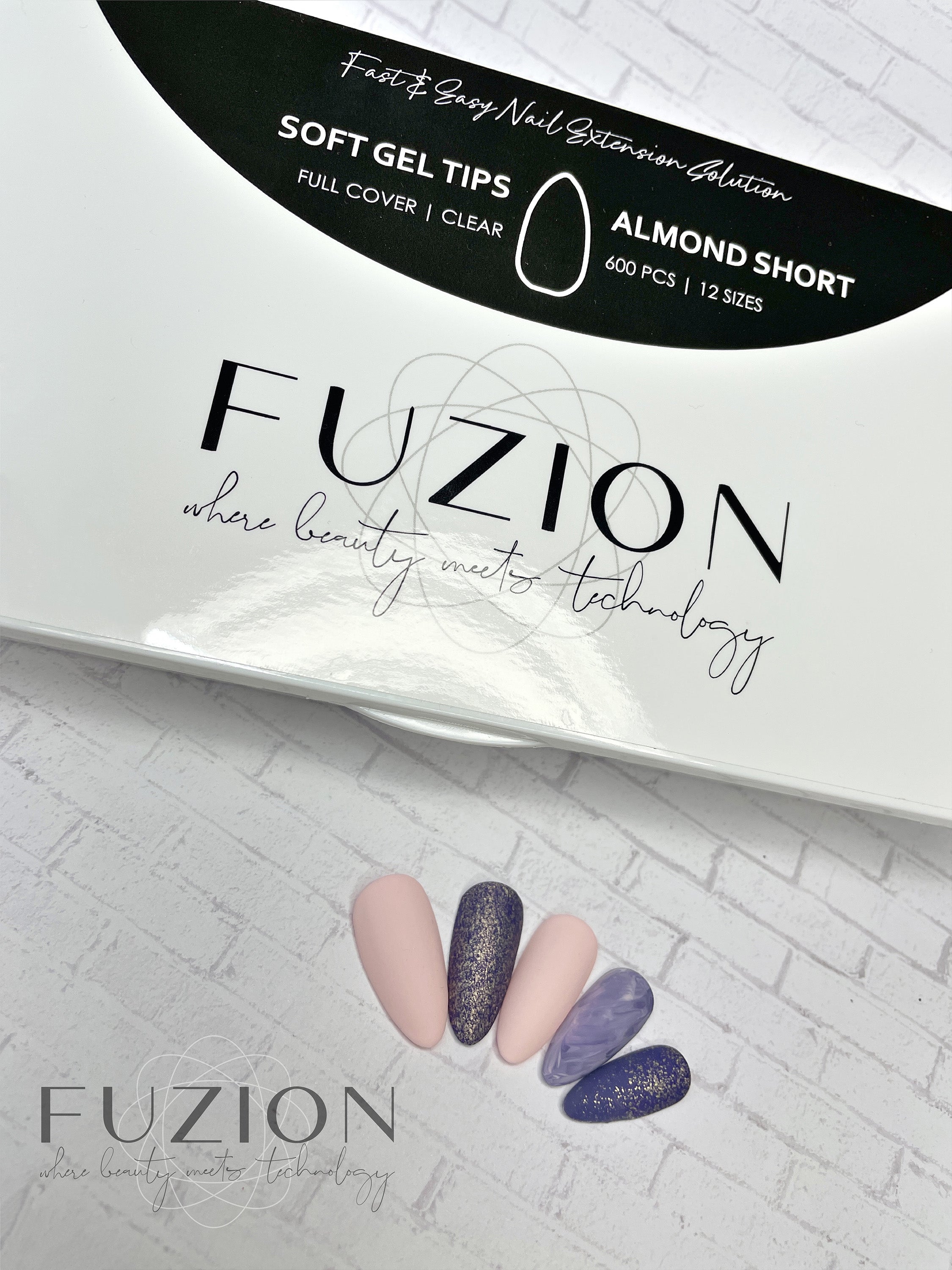 Fuzion Soft Gel Tips - Almond Short 600pc - Creata Beauty - Professional Beauty Products