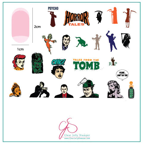 Clear Jelly Stamper Plate Medium - Tales from the Tomb (CjSH-45) *SEASONAL* - Creata Beauty - Professional Beauty Products