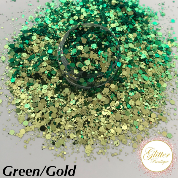 Glitter Boutique - Chameleon Green/Gold Hexagon - Creata Beauty - Professional Beauty Products