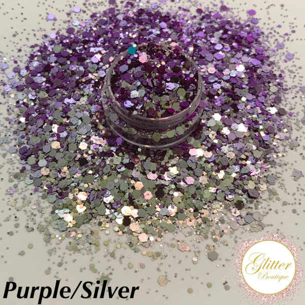 Glitter Boutique - Chameleon Purple/Silver Hexagon - Creata Beauty - Professional Beauty Products
