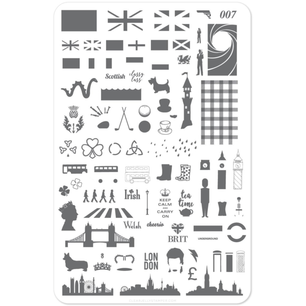 Clear Jelly Stamper Plate Large - Best of British (CjS LC-27) - Creata Beauty - Professional Beauty Products