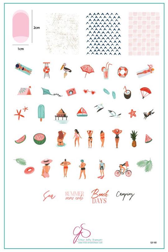 Clear Jelly Stamper Plate Large - Summer Never Ends (CjS-165) *SEASONAL* - Creata Beauty - Professional Beauty Products