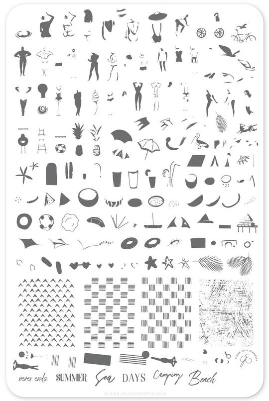 Clear Jelly Stamper Plate Large - Summer Never Ends (CjS-165) *SEASONAL* - Creata Beauty - Professional Beauty Products