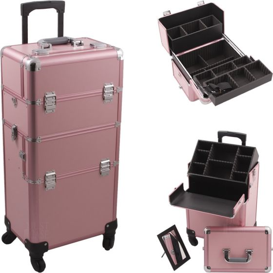 VER Beauty - Pink Matte Rolling Case - Creata Beauty - Professional Beauty Products