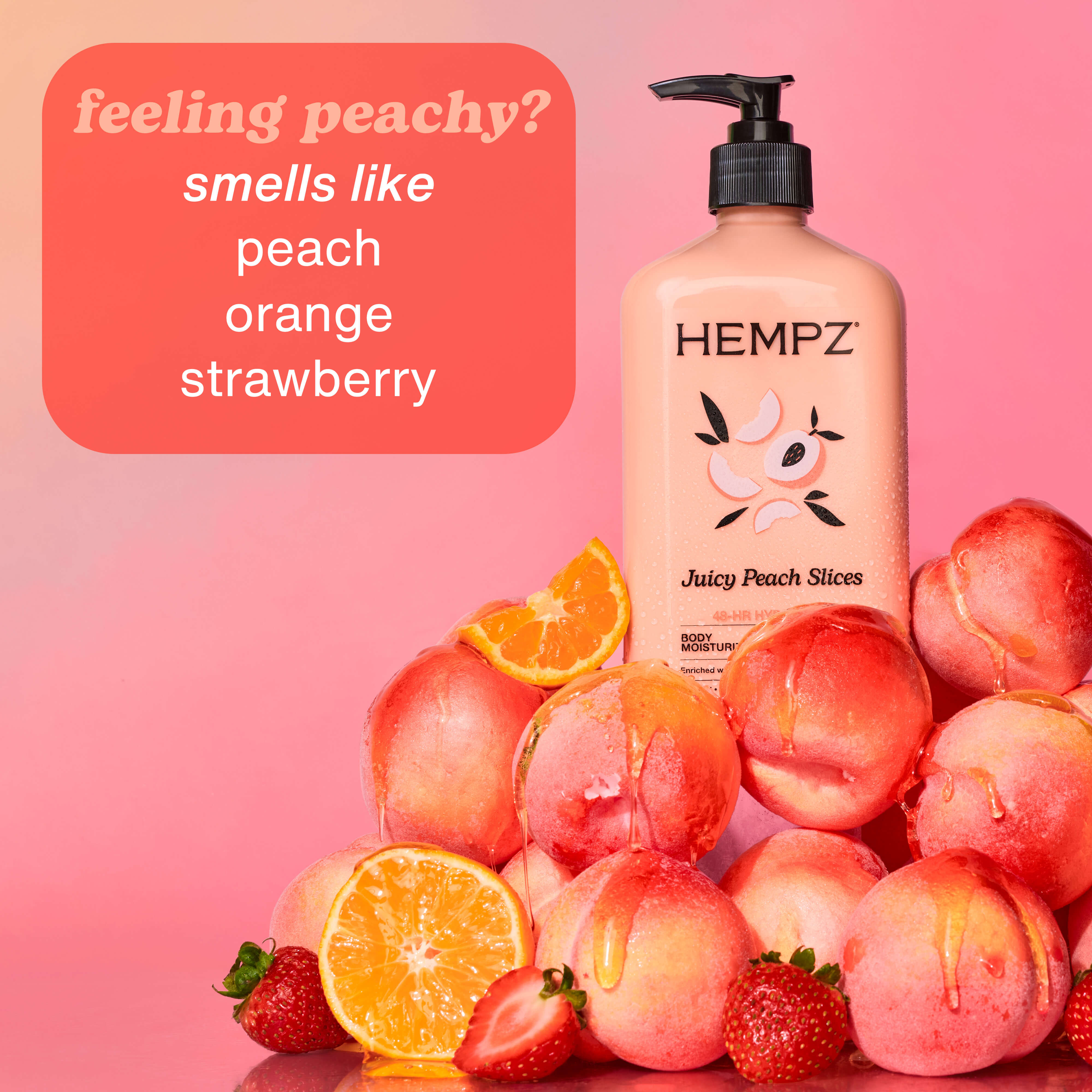 Hempz Juicy Peach Slices lotion has notes of peach, orange & strawberry