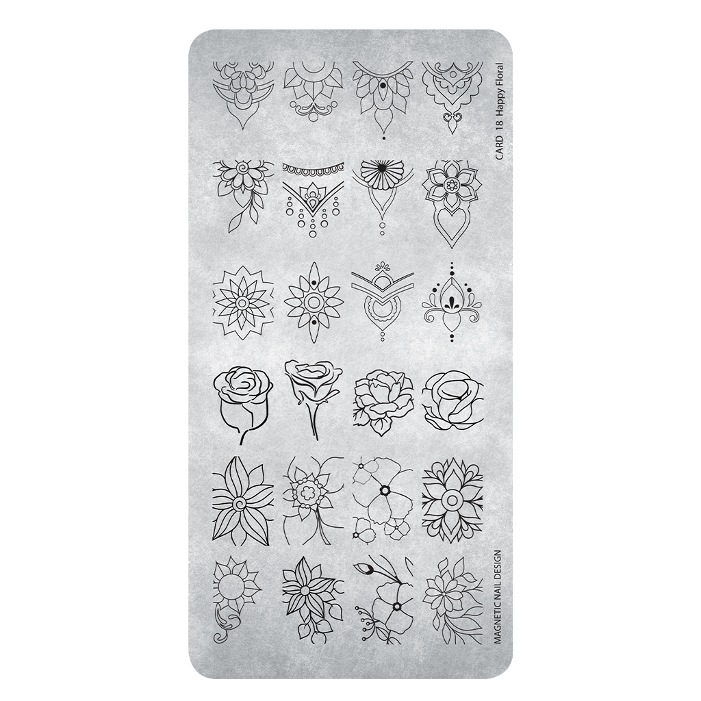 Magnetic Stamping Plate Happy Floral - Creata Beauty - Professional Beauty Products