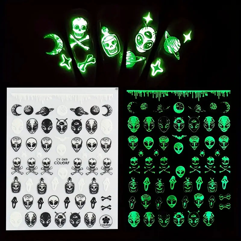 Creata Beauty Nail Decals - Halloween Theme Glow in the Dark