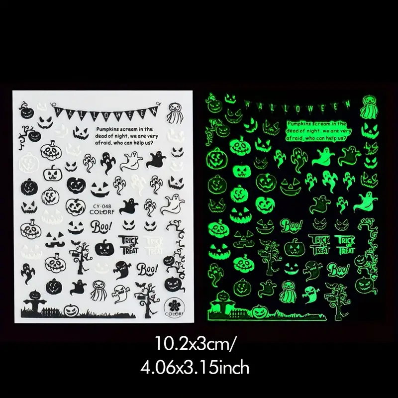 Creata Beauty Nail Decals - Halloween Theme Glow in the Dark