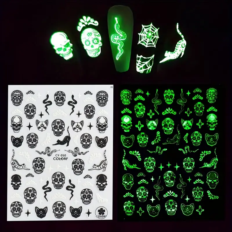 Creata Beauty Nail Decals - Halloween Theme Glow in the Dark