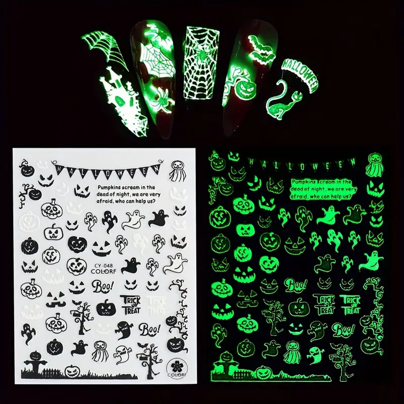 Creata Beauty Nail Decals - Halloween Theme Glow in the Dark