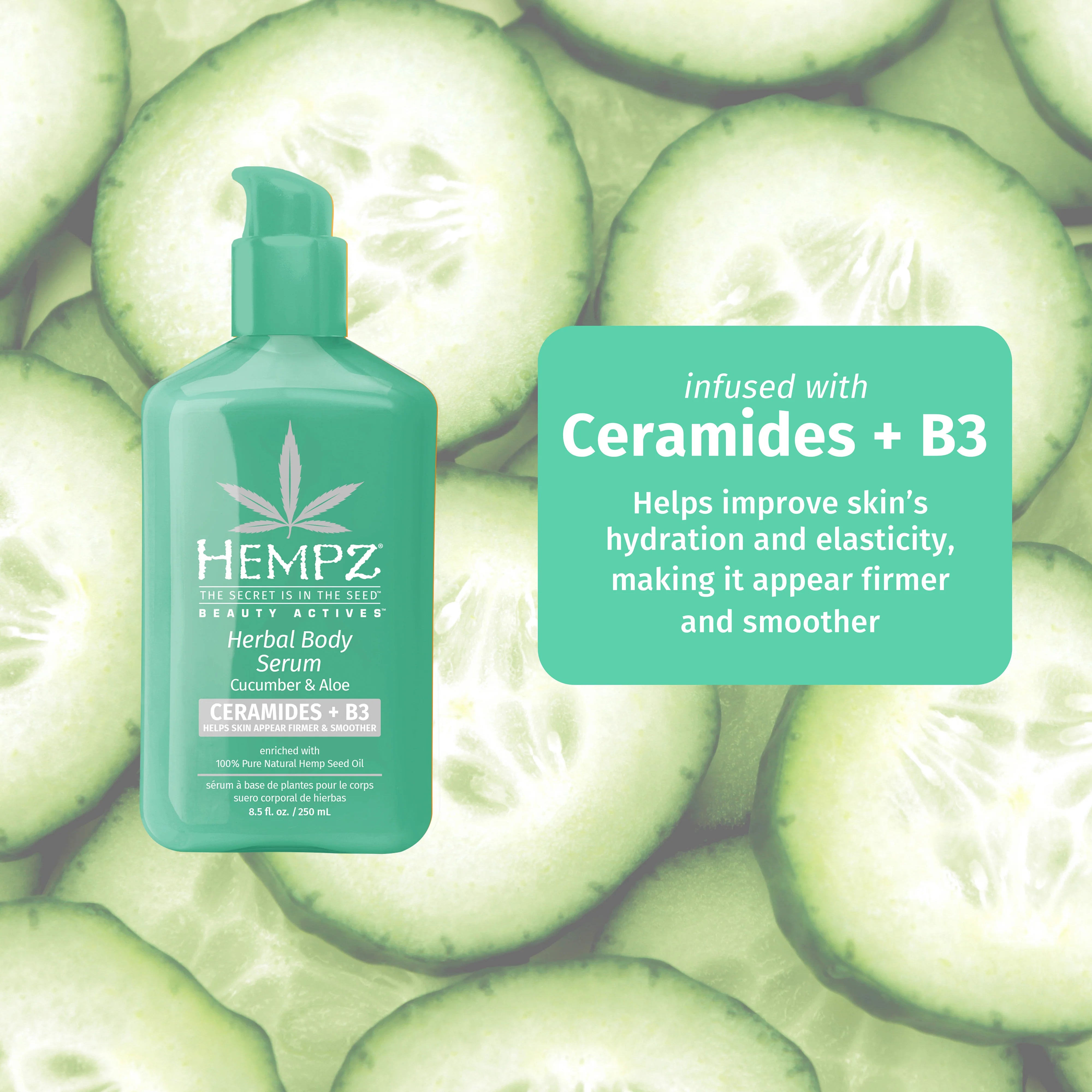 Hempz - Beauty Actives Cucumber & Aloe Herbal Body Serum with Ceramides & B3