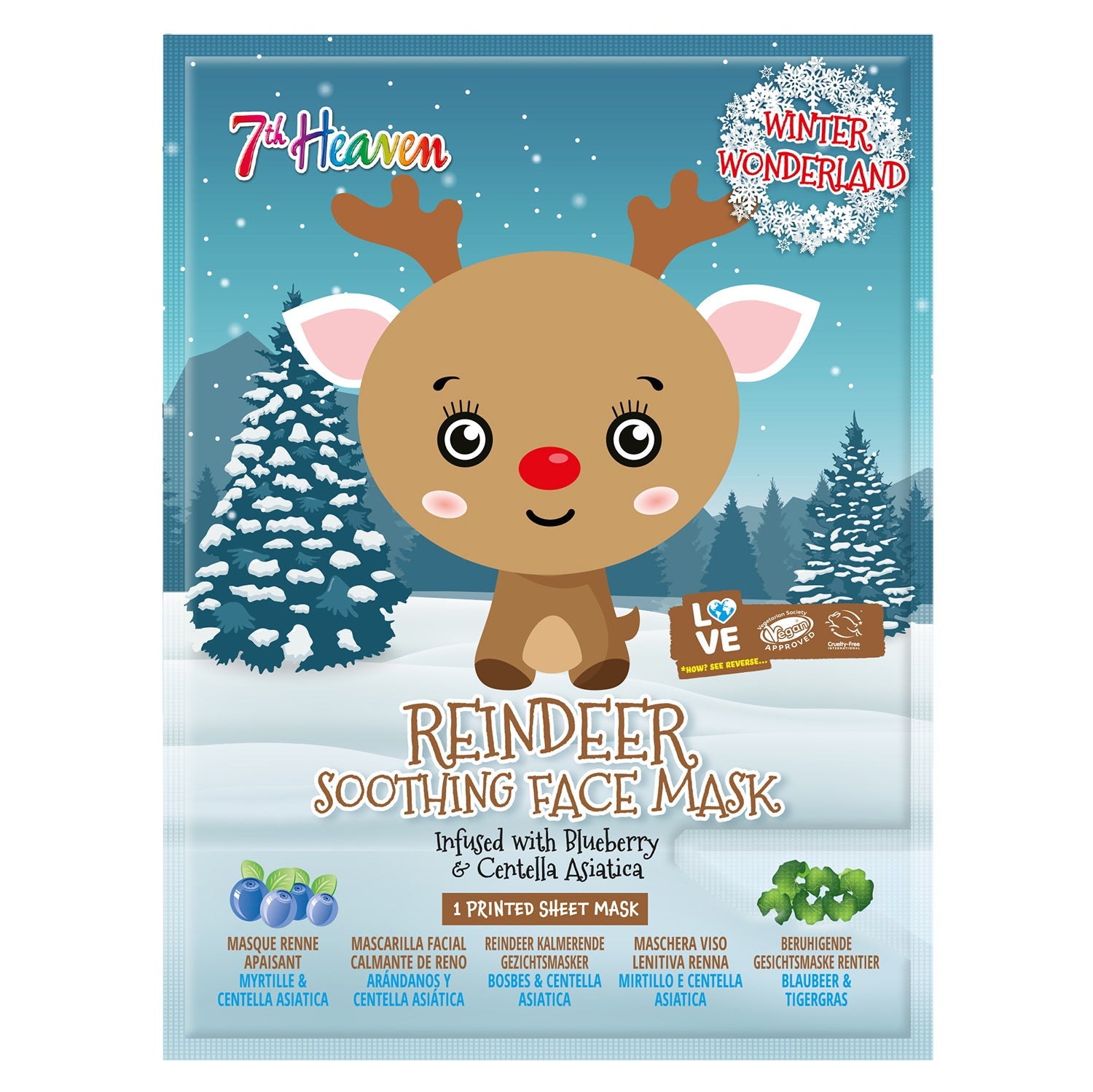 7th Heaven Winter Wonderland - Reindeer Sheet Mask - Creata Beauty - Professional Beauty Products