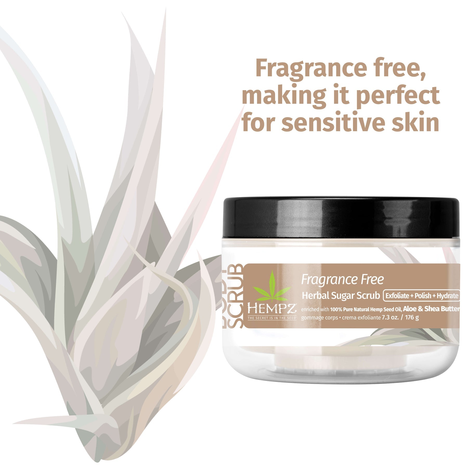 Hempz - Fragrance Free Herbal Sugar Scrub - Creata Beauty - Professional Beauty Products
