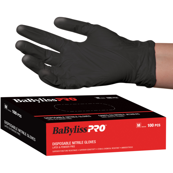 BabylissPRO - Disposable Black Nitrile Gloves - Creata Beauty - Professional Beauty Products
