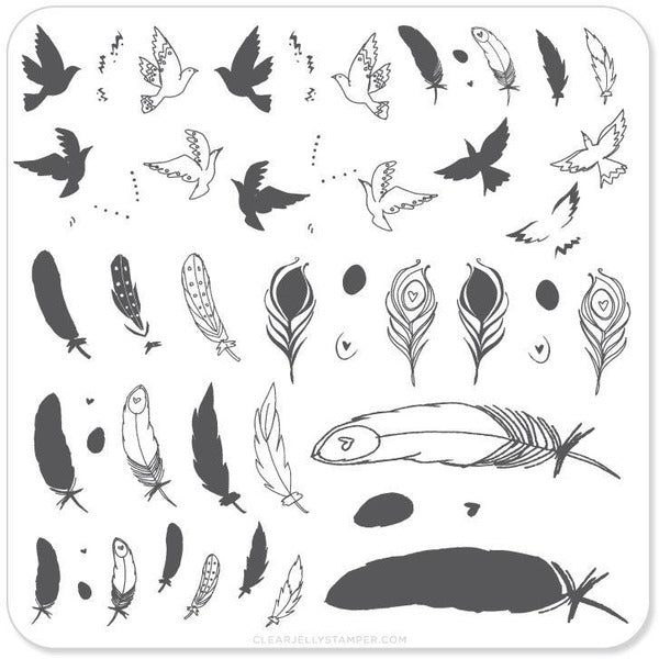 Clear Jelly Stamper Plate Small - Birds of a Feather (CjS-31) - Creata Beauty - Professional Beauty Products