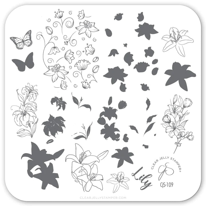 Clear Jelly Stamper Plate Small - Lovely Lilies (CjS-109) - Creata Beauty - Professional Beauty Products