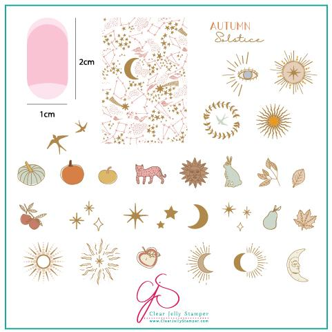 Clear Jelly Stamper Plate Medium - Autumn Solstice (CjS-168) *SEASONAL* - Creata Beauty - Professional Beauty Products