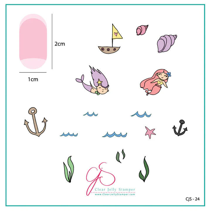 Clear Jelly Stamper Plate Small - Mermaid Doodle #1 (CjS-24) - Creata Beauty - Professional Beauty Products