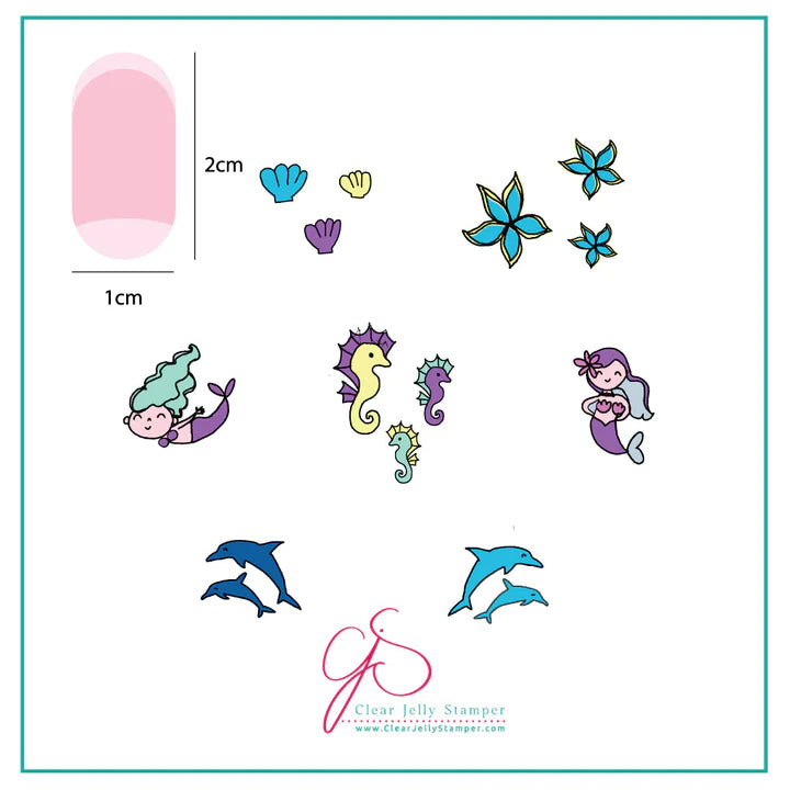 Clear Jelly Stamper Plate Small - Mermaid Doodle #2 (CjS-25) - Creata Beauty - Professional Beauty Products