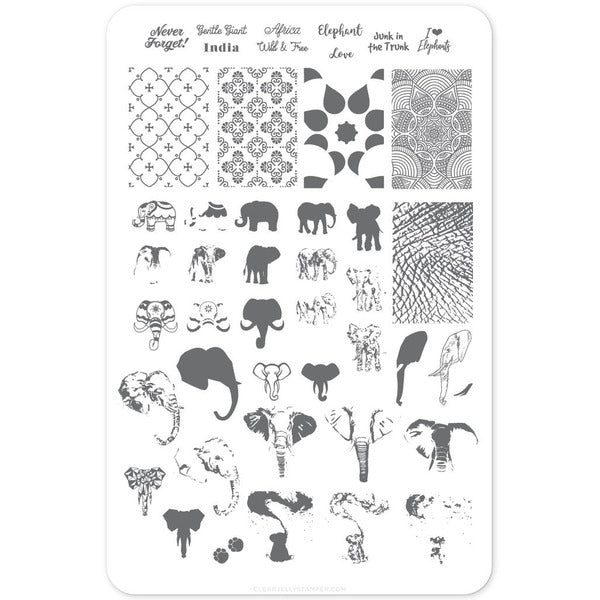 Clear Jelly Stamper Plate Large - Everything Elephant (CjS-LC-44) - Creata Beauty - Professional Beauty Products