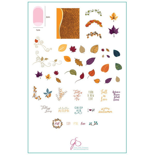 Clear Jelly Stamper Plate Large - Forever Autumn (CJS-86) *SEASONAL* - Creata Beauty - Professional Beauty Products