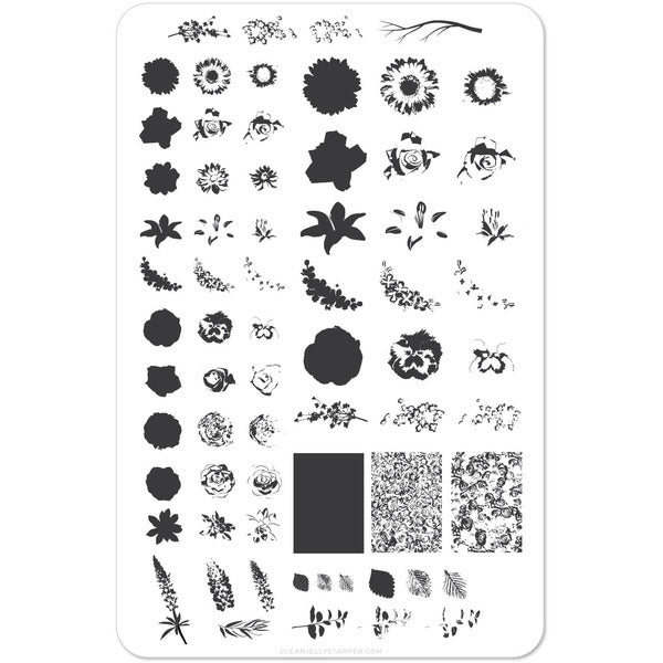 Clear Jelly Stamper Plate Large - Roses Floral Garden (CjSLC-13) - Creata Beauty - Professional Beauty Products