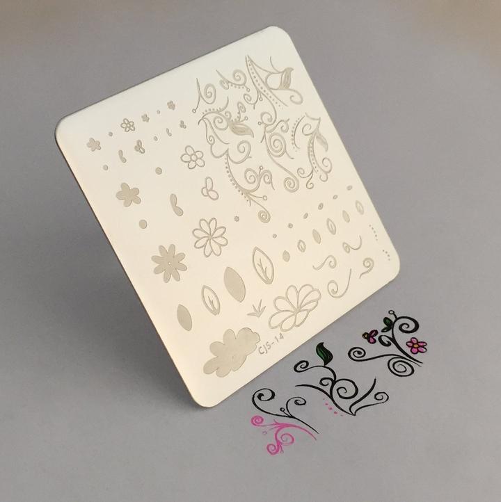Clear Jelly Stamper Plate Small - Floral Swirl #2 (CjS-14) - Creata Beauty - Professional Beauty Products