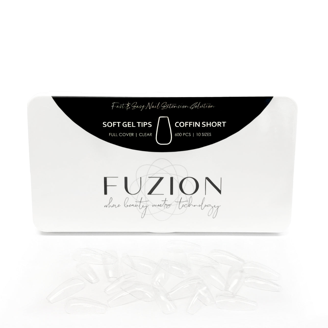 Fuzion Soft Gel Tips - Coffin Short 600pc - Creata Beauty - Professional Beauty Products