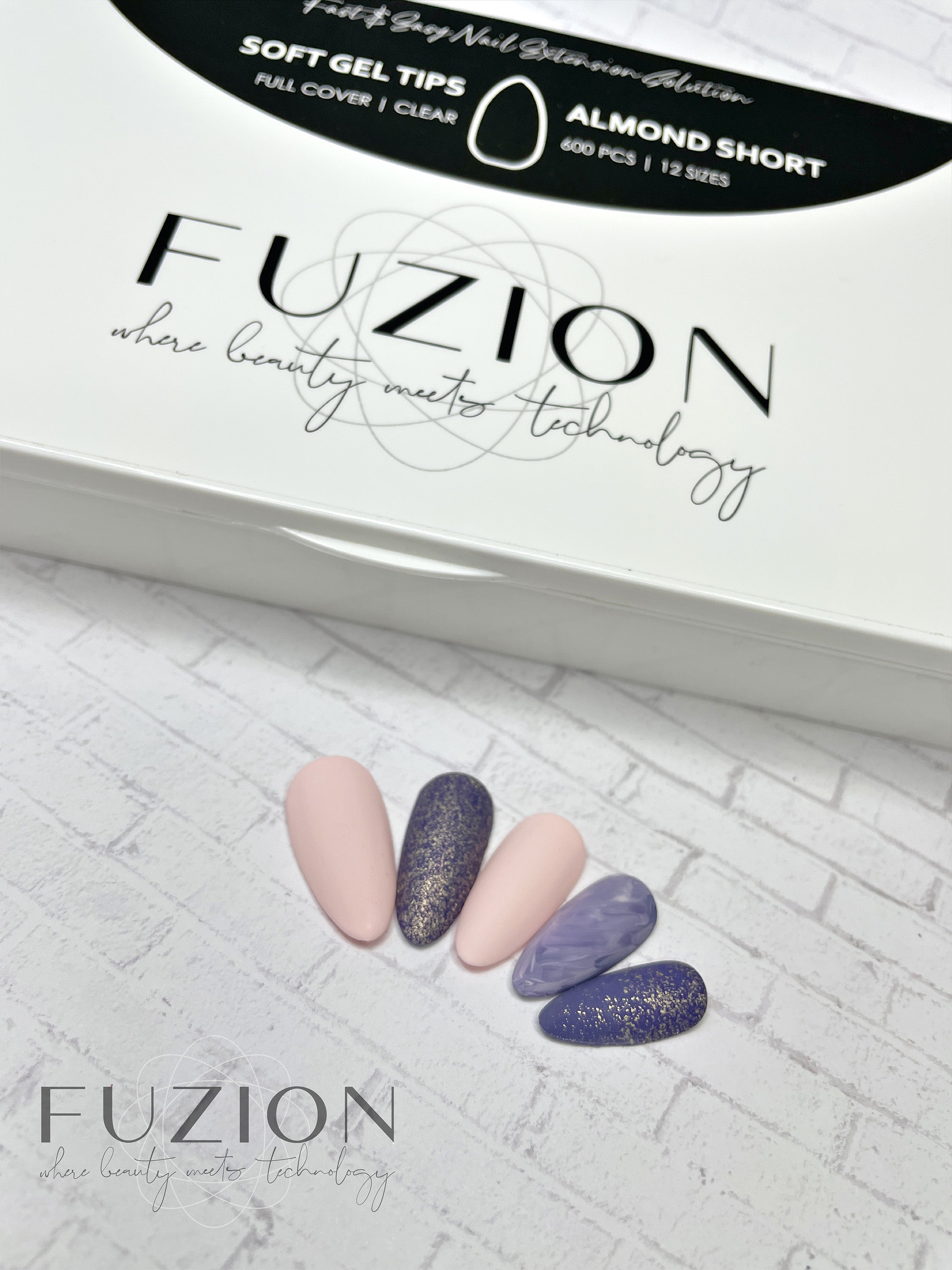 Fuzion Soft Gel Tips - Almond Short 600pc - Creata Beauty - Professional Beauty Products