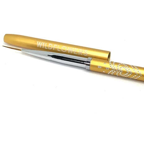 Wildflowers Brushes - Gold Medium "Skinny" Striper Brush with Lid - Creata Beauty - Professional Beauty Products