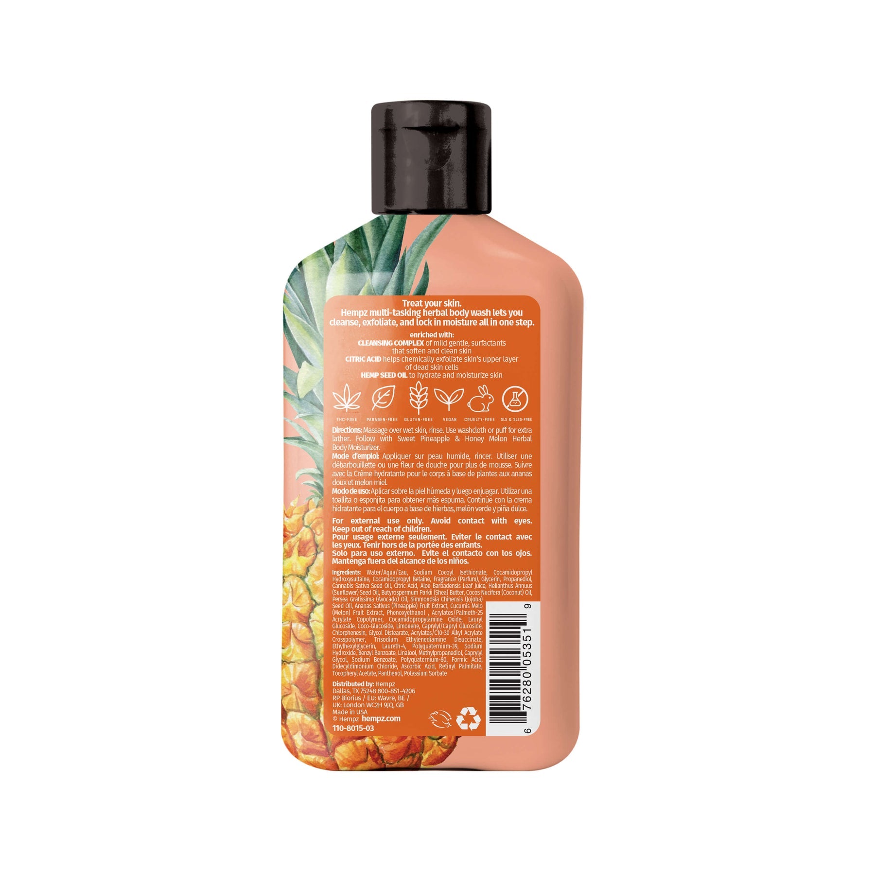 Hempz - Sweet Pineapple & Honey Melon Herbal Body Wash - Creata Beauty - Professional Beauty Products