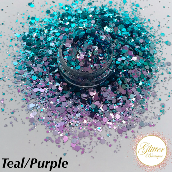 Glitter Boutique - Chameleon Teal/Purple Hexagon - Creata Beauty - Professional Beauty Products