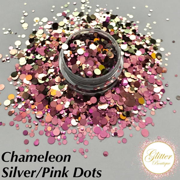 Glitter Boutique - Chameleon Silver/Pink Dots - Creata Beauty - Professional Beauty Products
